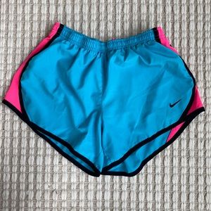 Nike running shorts. blue and pink w/ black lining